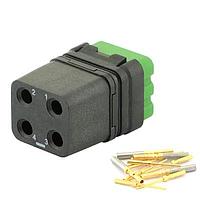 Eaton Souriau-Sunbank 8MQ2M0412SNS Modular Connectors - Push Pull MQuick module, unsealed, with female crimp contacts, delivered with cap