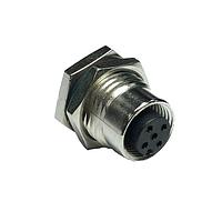 Amphenol LTW M12A-06PFFS-SF8002 Circular Metric Connectors M12 Circular Metric Connector, A Code, Metal, 2A, 06 pins, Female Connector, Female Contact, Hexagonal, M16*1.5, Screw Thread, Solder, Receptacle, Front Fastened, Panel Thickness 4.5, IP68 / IP69K