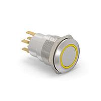 Alcoswitch - TE Connectivity 5-2213764-0 Pushbutton Switches AV19 DPM 0.4VA FIX RING LED YELLOW 12V