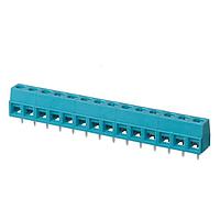 Same Sky (formerly CUI Devices) TB006-508-14BE Fixed Terminal Blocks Terminal block, screw type, 5.08 , horizontal, 14 poles, CUI Blue, slotted screw, PCB mount