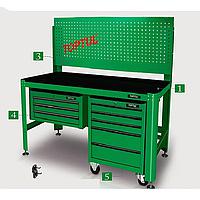 TOPTUL TAAA1607 + TAAH1606 + TBAA0304 + TCAB0501 - Heavy Duty Workbench & Wall Cabinet Series