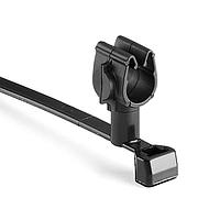 HellermannTyton 156-01784 Standard Cable Ties MOC Clip, 7 mm Transverse, Assembled to T50SMVC Swivel Tie, PA66HIRHSUV, Black,