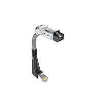 Amphenol Canada DRPC41A001B20 Modular Connectors / Ethernet Connectors Cable, Cat6A, Industrial RJ45, 45 deg  bottom exit to R/A standard RJ plug (40mm), 26AWG, 1.0m, 8u gold