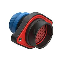 Amphenol SINE Systems AHDP02-24-31PR-STA Connectors 31 Position Panel Mount Receptacle, Pin, Shell Size 24, Reduced Diameter Seal (Blue), Small Thread Adapter