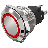 EAO 82-6151.1115 Anti-Vandal 82-6151.1115.Illuminated pushbutton.momentary.22 mm.stainless steel.flush/flat.ring.red.110 V.soldering terminal