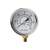 Miljoco P4098LY001 Pressure Gauge (30" Hg-0 & kPa; 0.01; 1/4" NPT)