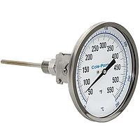 Cole parmer EW-90590-45 Adjustable-Angle Industrial Silicone-Filled Bimetal Thermometers (10-290°C; 2½”Stem; 3" Dial)