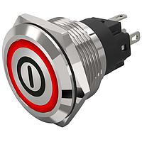 EAO 82-6151.2114.B001 Anti-Vandal 82-6151.2114.B001.Illuminated pushbutton.maintained.22 mm.stainless steel.flush/flat.ring.red.24 V.soldering terminal.On OFF