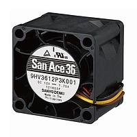 Sanyo Denki 9HV3612P3K001 Axial Axial Fan, 36x36x28mm, 12VDC, 25.4CFM, High Static Pressure, Rib, Ball, Tach/PWM