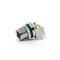 Amphenol LTW M8AS-03PFFR-SF8001 Right Angle Guided M8 Circular Metric Connector, Metal, 3A, 03 pins, Female Connector, Female Contact, Hexagonal, Screw Thread, PCB 90 , Receptacle, Front Fastened, IP68 Unmated