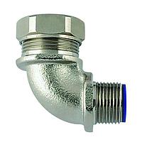 HellermannTyton LTP25-M25-CUL90 Conduit Fittings & Accessories HelaGuard Spiral Metallic Fitting, 90-Elbow, Fixed M25 Thread, 0.75" (25mm) Dia, NPB Metal, 10/pkg