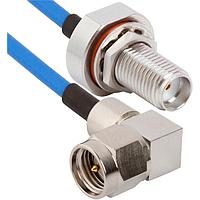 Amphenol SV Microwave MRSMA-085-FBSMA-060 RF Cable Assemblies SMA R/A M to SMA BKHD F 6"Cable