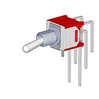 Dailywell 2MD1T3B1M7QES-5 Toggle Switches Sub-Miniature DPDT switch on-on vertical right angle pc thru-hole