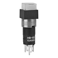 NKK Switches HB15SKW01-JB Pushbutton Switches SPDT ON-(ON) SQ CLR LENS/WHT DIFUSER .1A