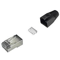 MH Connectors MHRJC6AR2411 Connectors 8P8C Cat6a shielded mod plug, 6.5mm OD boot, 50u" Plating