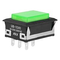 NKK Switches UB15NKW015F-FF Sealed RECT ON(ON) SLDR LUG GRN LED, LENS & DIF