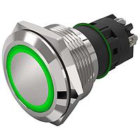 EAO 82-6152.1133 Anti-Vandal 82-6152.1133.Illuminated pushbutton.momentary.22 mm.stainless steel.flush/flat.ring.green.12 V.screw terminal