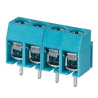 Same Sky (formerly CUI Devices) TB003-500-P04BE Fixed Terminal Blocks Terminal block, screw type, 5.00 , horizontal, 4 poles, CUI Blue, Philip's head screw, PCB mount