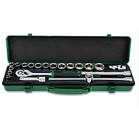 TOPTUL GCAD2101 DR. 6PT Flank Socket Set (21 pcs; 3/8"; Mirror)