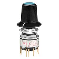 NKK Switches MRK112-BG Rotary Switches SP 12 POS LOW SHAFT ACTR PC BLU TIP KNOB