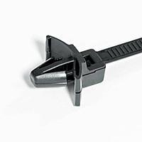 HellermannTyton 126-02204 Cable Tie Mounts 1-Pc Cable Tie/Arrowhead Mount w/Wings, 5.3"L, 50lb, 0.24 - 026" Hole Dia, PA66HIRHS, Black, 500/bag