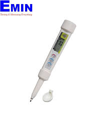 Technician checking a salinity measuring instrument during inspection