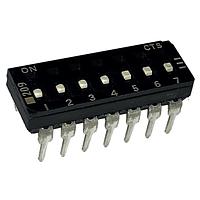 CTS Electronic Components 209-7LPSFD DIP Switches THROUGH HOLE, GOLD DIP SWITCH, 7-POLE, LOW PROFILE ACTUATOR, BOTTOM SEAL, OFF, STRAIGHT TERMINAL FORM, TUBE PACK