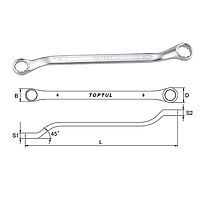 TOPTUL AAEH3641 Double Ring Wrench 45° Offset (36x41mm)