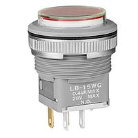 NKK Switches LB15WGG01-5C-JC Pushbutton Switches SPDT ON-(ON) RED Au PNL SEAL GRY HOUSING