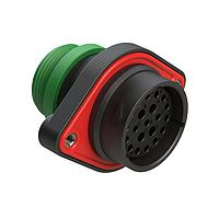 Amphenol SINE Systems AHDP02-24-21SN-STA Connectors 21 Position Panel Mount Receptacle, Socket, Shell Size 24, Normal Diameter Seal (Green), Small Thread Adapter