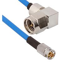 Amphenol SV Microwave FQSMPM-085-MRSMA-060 RF Cable Assemblies SMPM F QB to SMA R/A M 6"Cable