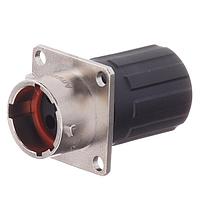 Amphenol SINE Systems RT00124PNHEC03R Connectors Receptacle, Square Flange, 4 Position, Male, Shell Size 12, Silicone Seal, and End Cap with Reduced Diameter Individual Wire Sealing, Range 14-24AWG