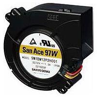 Sanyo Denki 9W1BM24P2M001 Blowers DC Blower, 97x33mm, 24VDC, 32.8CFM, Splash Proof, Ribless, Ball, Tach/PWM, IP68