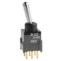 NKK Switches B22AP Subminiature antistatic toggles DPDT ON-NONE-ON .394 BAT STRAIGHT PC