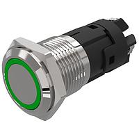 EAO 82-4254.1134 Anti-Vandal 82-4254.1134.Illuminated pushbutton.momentary.16 mm.chrome colour.flush/flat.ring.green.24 V.screw terminal au plated