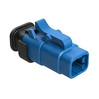 Amphenol SINE Systems ATM06-4S-SR01BL Connectors 4 Position, Plug, Socket, Strain Relief End Cap, Blue Body