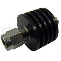 Fairview SA6S5W-05 5 dB Fixed Attenuator SMA Male To SMA Female Up To 6 GHz Rated To 5 Watts With Black Aluminum Heatsink Body