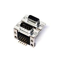 Amphenol CONEC 164A15729X Dual Port D-Sub Connectors DSUB PREC MCHND CNT 15.88mm SPACING ANG