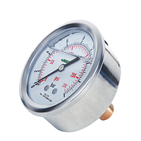 INSIZE 5207-C2D3L1W2R4 Bourdon Tube Pressure Gauges (Liquid Filled) (-1~7bar/-30~0inHg~100psi; 1/8ZG; Ø63mm)
