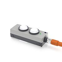 RAFI 1.24.200.001/0000 Double Button 2 illuminated pushbuttons, momentary contact function, frontring metallic silver, bezel transparent