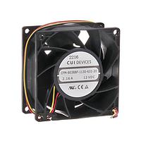 Same Sky (formerly CUI Devices) CFM-8038BF-1130-631-20 DC Fans dc axial fan, 80 mm square, 38 mm, 12 Vdc, ball, 13000 RPM, 98.43 CFM, TS