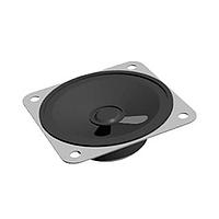 Same Sky (formerly CUI Devices) GF0576 Electromagnetic speaker, 57 mm square, 18.5 mm deep, paper, ferrite, 250 mW, 8 ohm, 380 Hz, solder eyelets