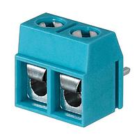 Same Sky (formerly CUI Devices) TB002V-500-02BE Fixed Terminal Blocks Terminal block, screw type, 5.00 , vertical, 2 poles, CUI Blue, slotted screw, PCB mount