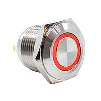 E-Switch PV6F240SSG-3G1-M01 Anti-Vandal Anti-vandal, SPST, Off-(On), Panel Mount, Front, Silver, LED, Red/Green, Power Symbol, IP65