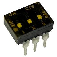 CTS Electronic Components 210-3LPSTFD DIP Switches THROUGH HOLE, GOLD FLASH DIP SWITCH, 3-POLE, LOW PROFILE ACTUATOR, BOTTOM SEAL, TAPE SEAL, OFF, STRAIGHT TERMINAL FORM, TUBE PACK