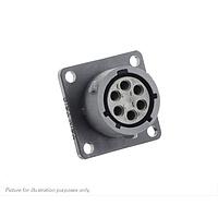 Eaton Souriau-Sunbank UTSX010E6SW Receptacles Square flange receptacle, without backshell, with 6 female solder contacts, IP68/69K in unmated conditions, keying W