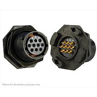 Eaton Souriau-Sunbank UTS712E10SW Receptacles Plastic jam nut receptacle, without backshell, with 10 female solder contacts, IP68/69K in unmated conditions, keying W