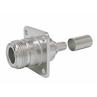 Amphenol Times Microwave Systems TC-240-NF-PM-X RF Connectors / Coaxial Connectors N-Female (jack) crimp panel mount (4-hole flange) connector, no braid trim