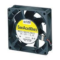 Sanyo Denki 9WS0812F402 Axial DC Axial Fan, 80x80x25mm, 12VDC, Splash Proof, IP54 Rated