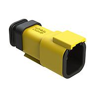 Amphenol SINE Systems ATM04-6P-SR01YL Connectors 6-Way Receptacle, Pin, Strain Relief End Cap, Yellow Body